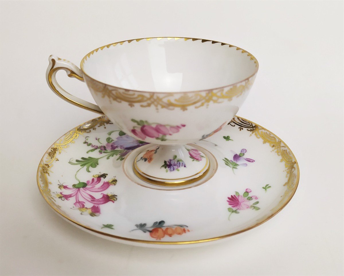 Dresden Hand Painted Porcelain Cup And Saucer -photo-4