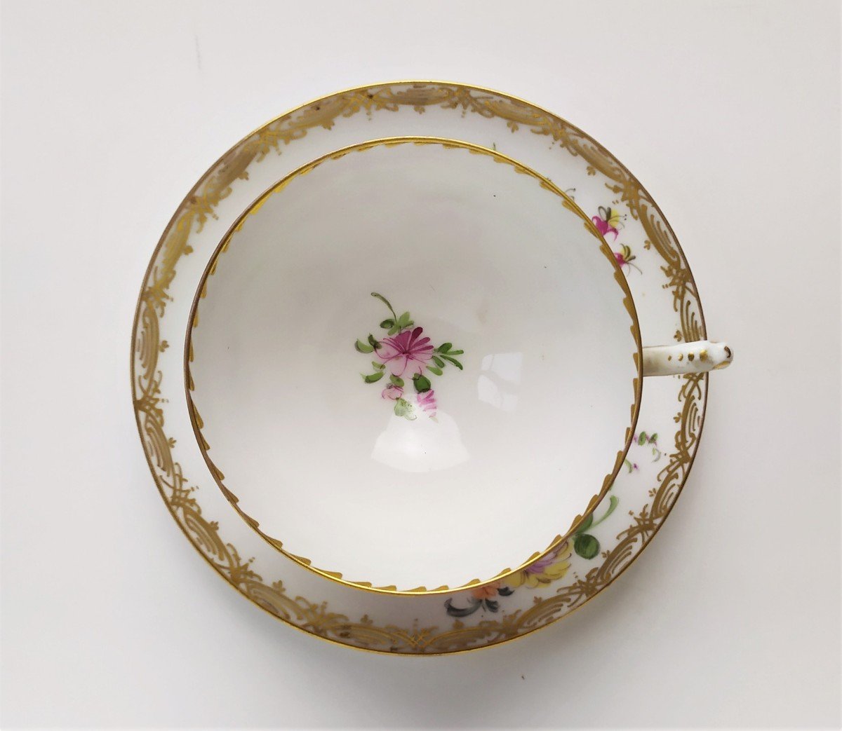 Dresden Hand Painted Porcelain Cup And Saucer -photo-1