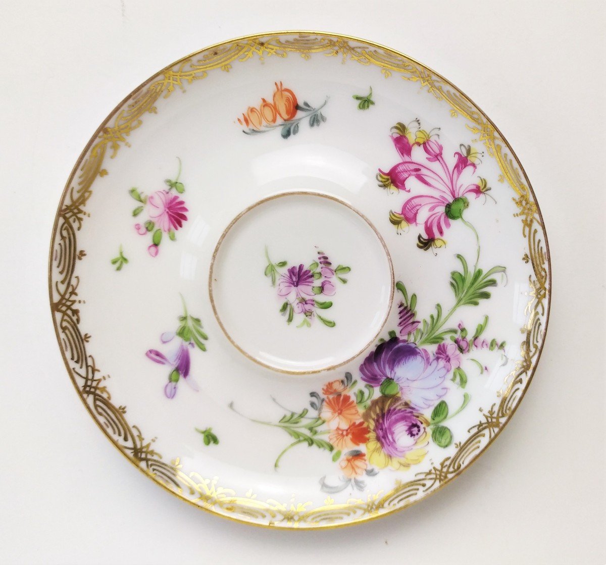 Dresden Hand Painted Porcelain Cup And Saucer -photo-3