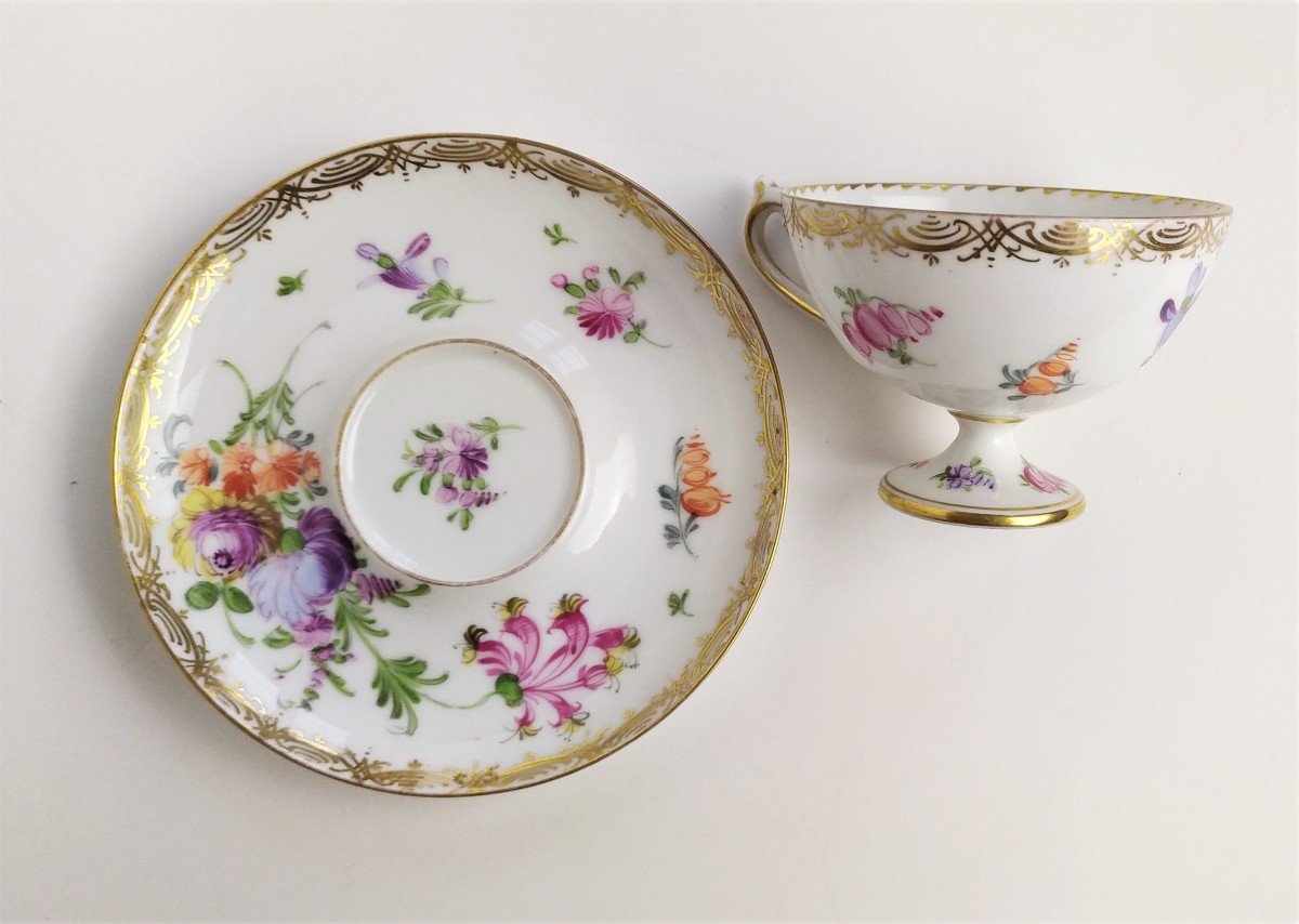 Dresden Hand Painted Porcelain Cup And Saucer -photo-4