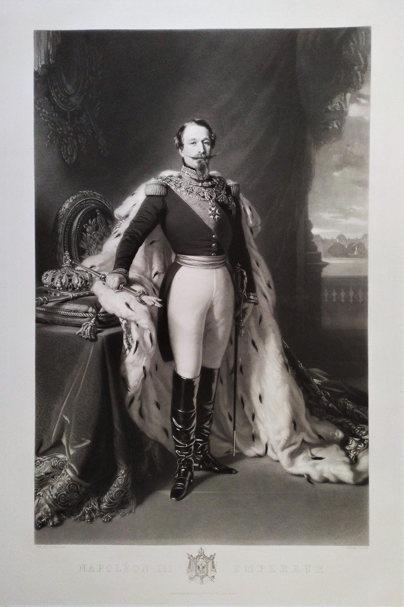 Engravings After Winterhalter Napoleon III And Empress Eugénie Etching Old Print-photo-3