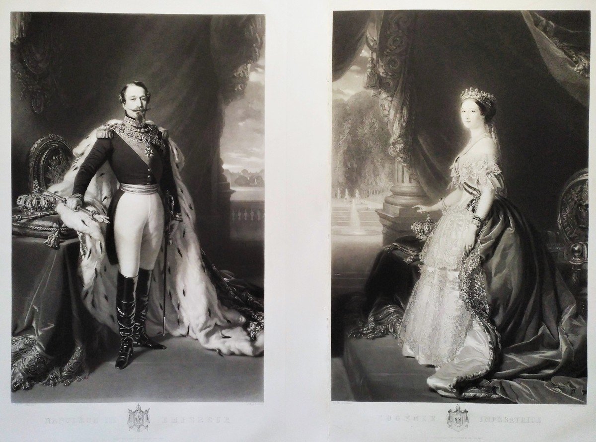 Engravings After Winterhalter Napoleon III And Empress Eugénie Etching Old Print