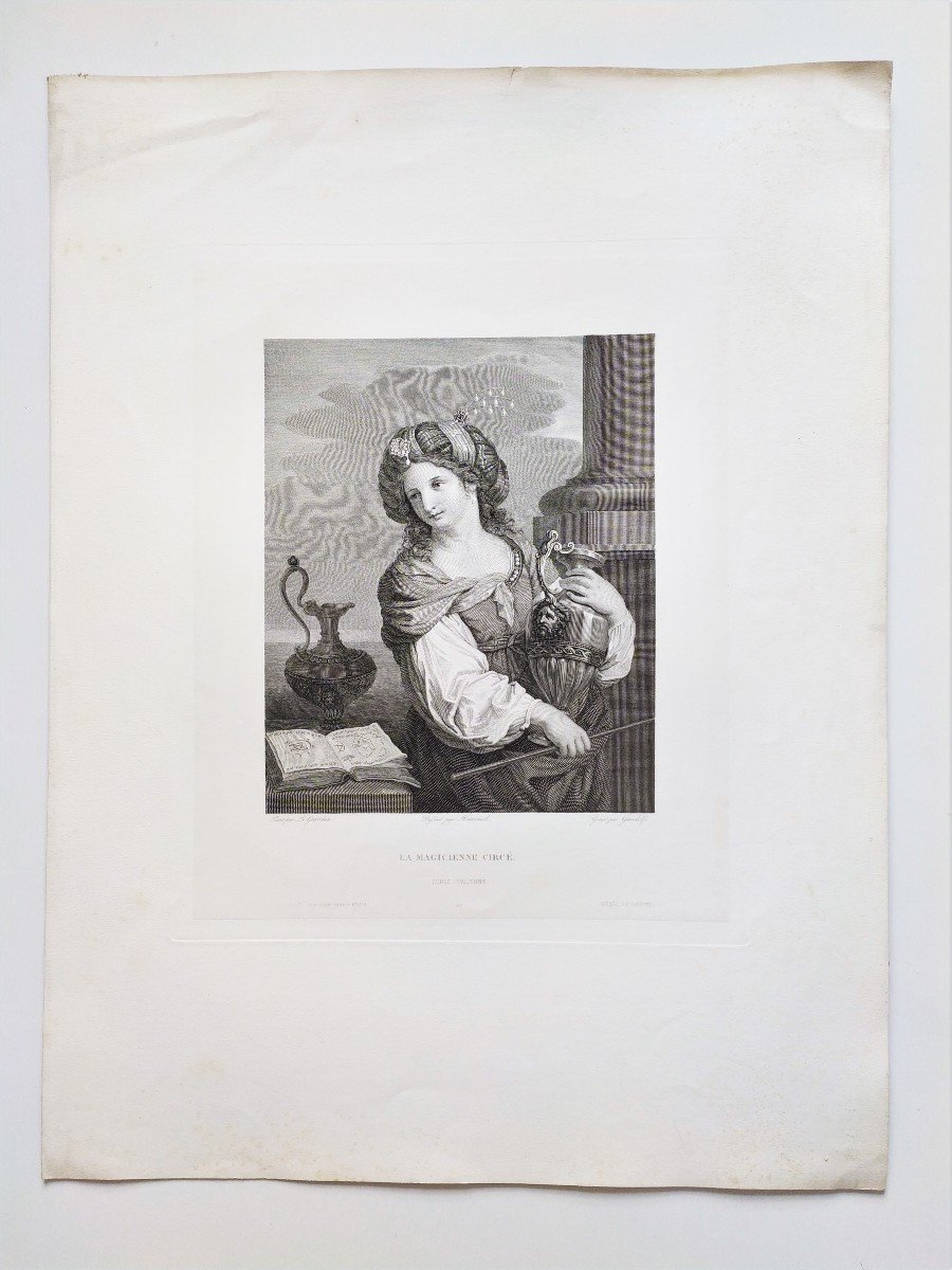 Orientalist Etching Engraving The Sorceress Circe Armida Old Print By Mauro Gandolfi -photo-2