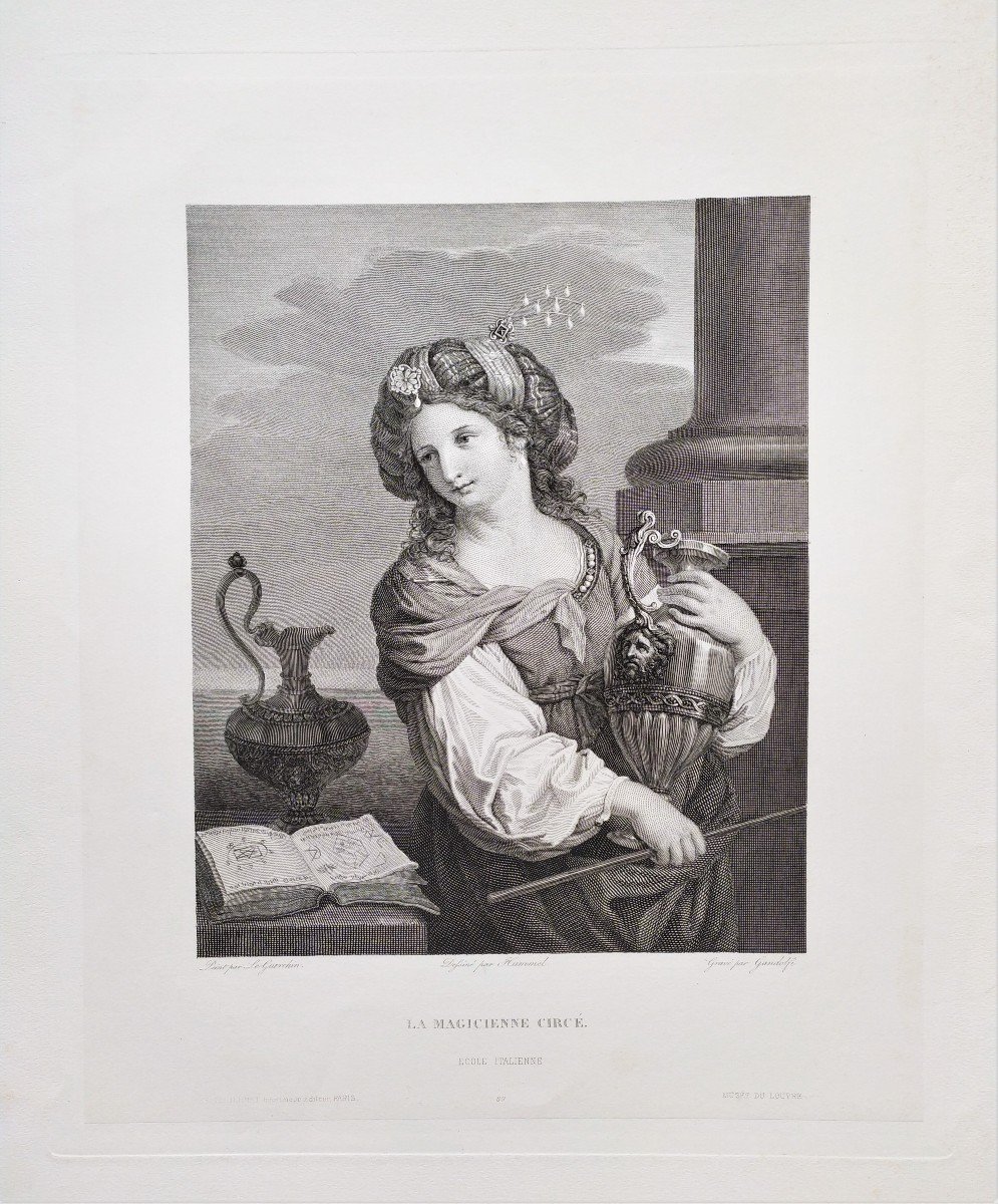 Orientalist Etching Engraving The Sorceress Circe Armida Old Print By Mauro Gandolfi -photo-3