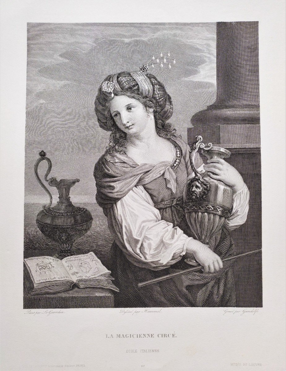 Orientalist Etching Engraving The Sorceress Circe Armida Old Print By Mauro Gandolfi -photo-4