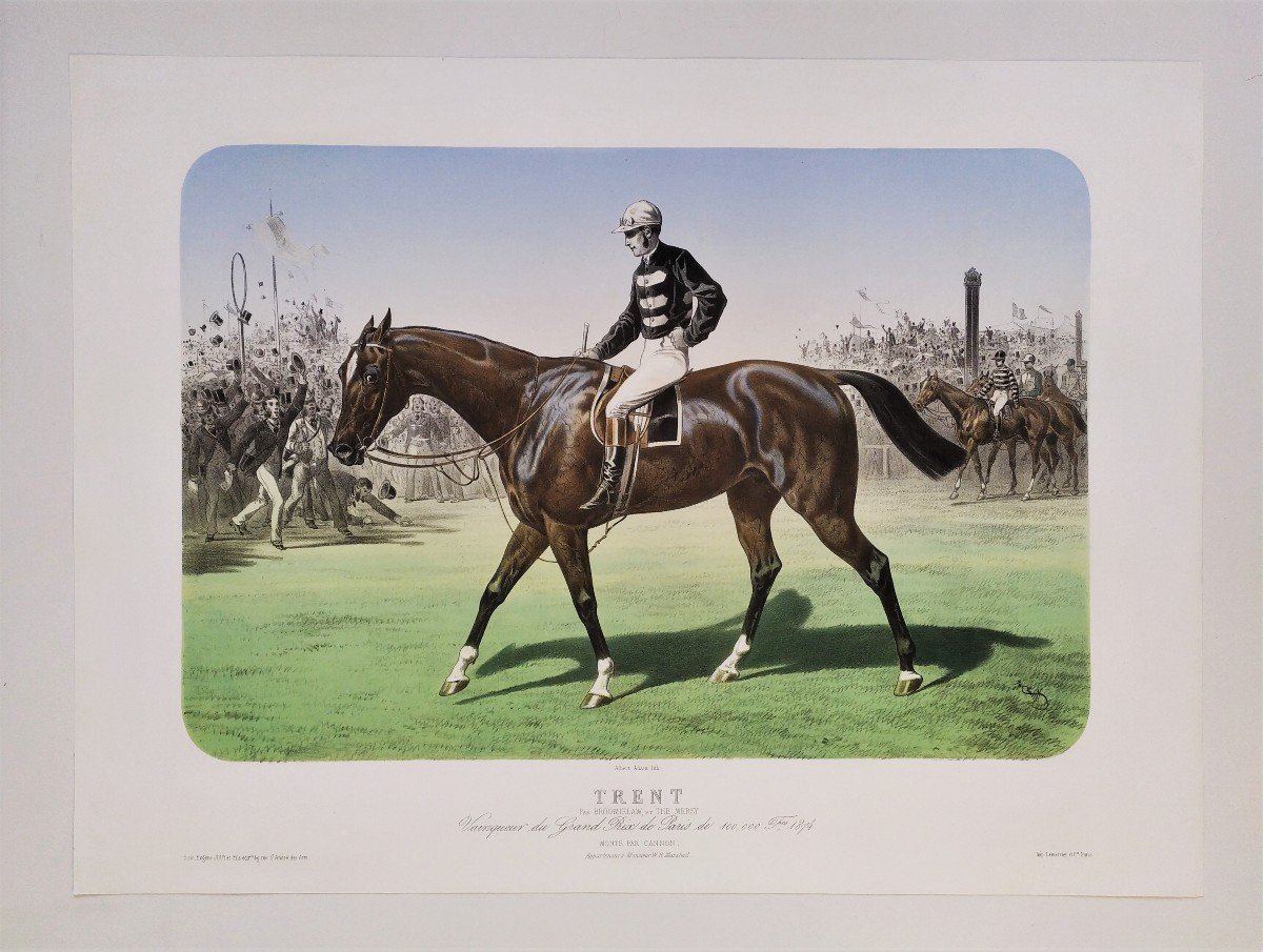 Racing Horse 19th Century Lithograph Old Print-photo-2