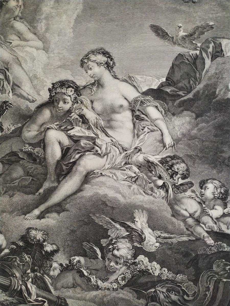 Mythological Etching Vulcan  Venus Engraving After Boucher 18th C Old Print-photo-5