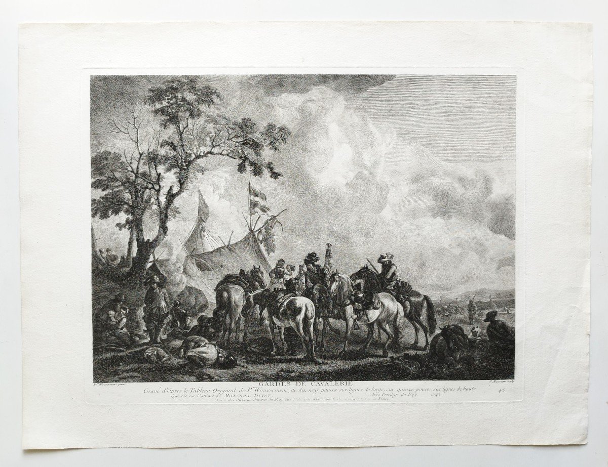 Gardes De Cavalerie Gravure 18ème  d'Après Wouvermans-photo-2