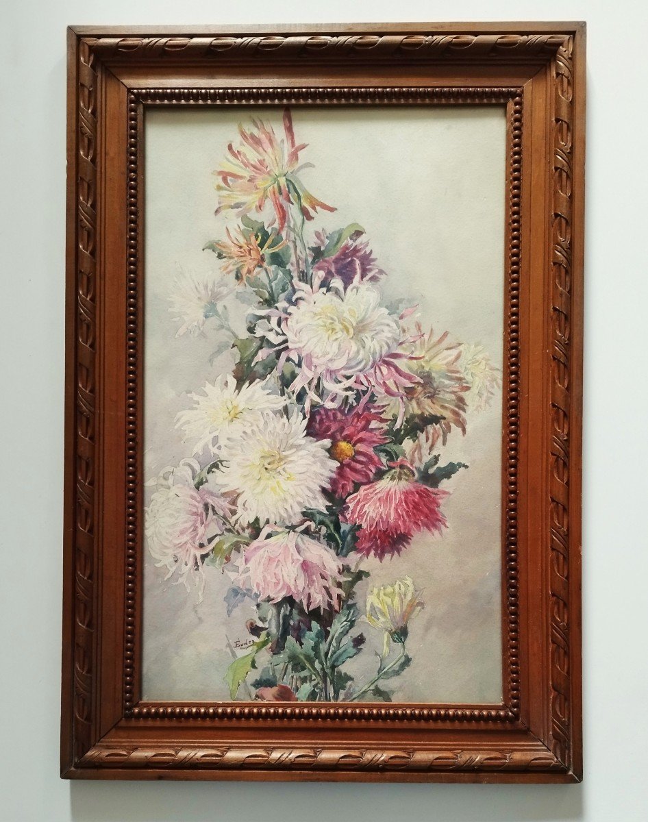 Chrysanthemum Watercolor Flowers By Eugène Jules Eudes-photo-2