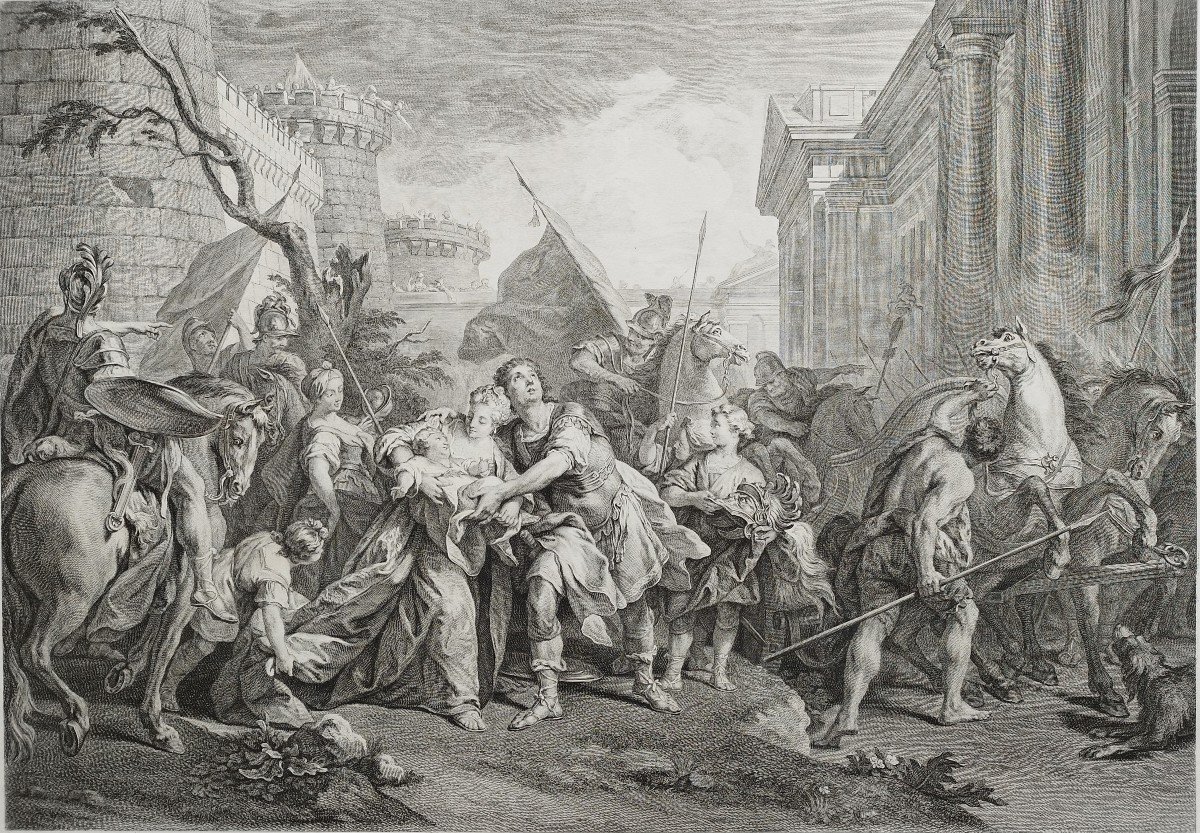 Gravure Mythologique Hector Et Andromaque La Guerre De Troie -photo-1