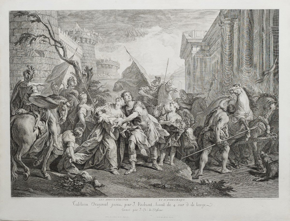 Gravure Mythologique Hector Et Andromaque La Guerre De Troie 