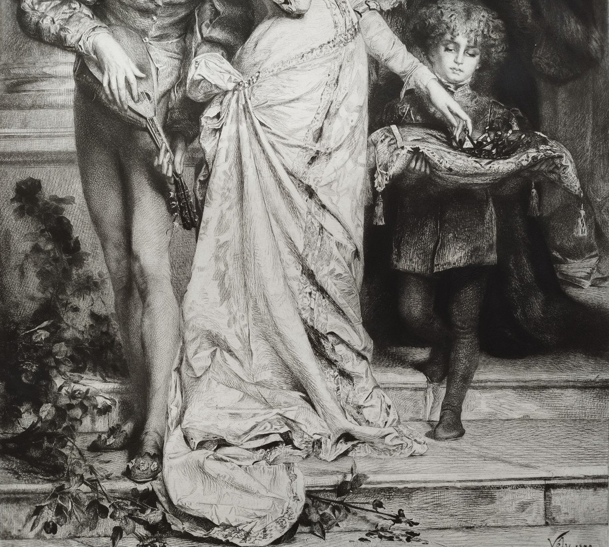 Entre l'Amour Et La Richesse Gravure Par Charles Waltner d'Après Anatole  Vély-photo-1