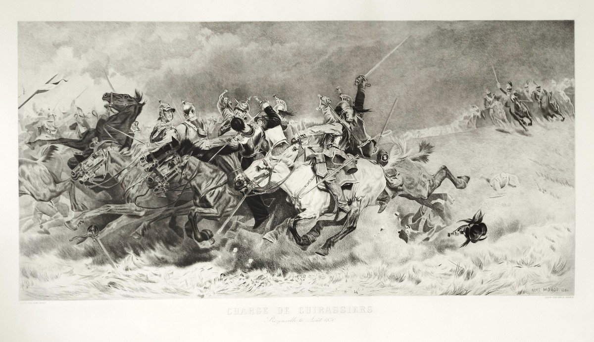 Etching Battle Of Rezonville  Engraving After Aimé Nicolas Morot Old Print-photo-3