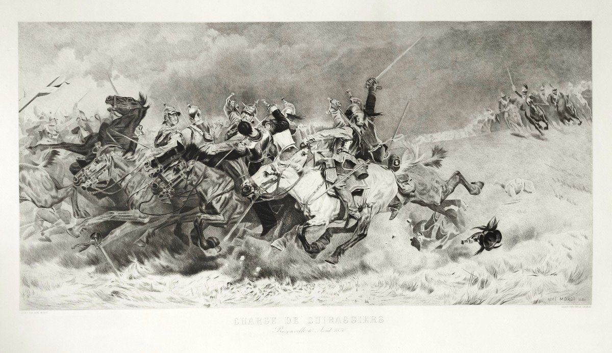 Etching Battle Of Rezonville  Engraving After Aimé Nicolas Morot Old Print