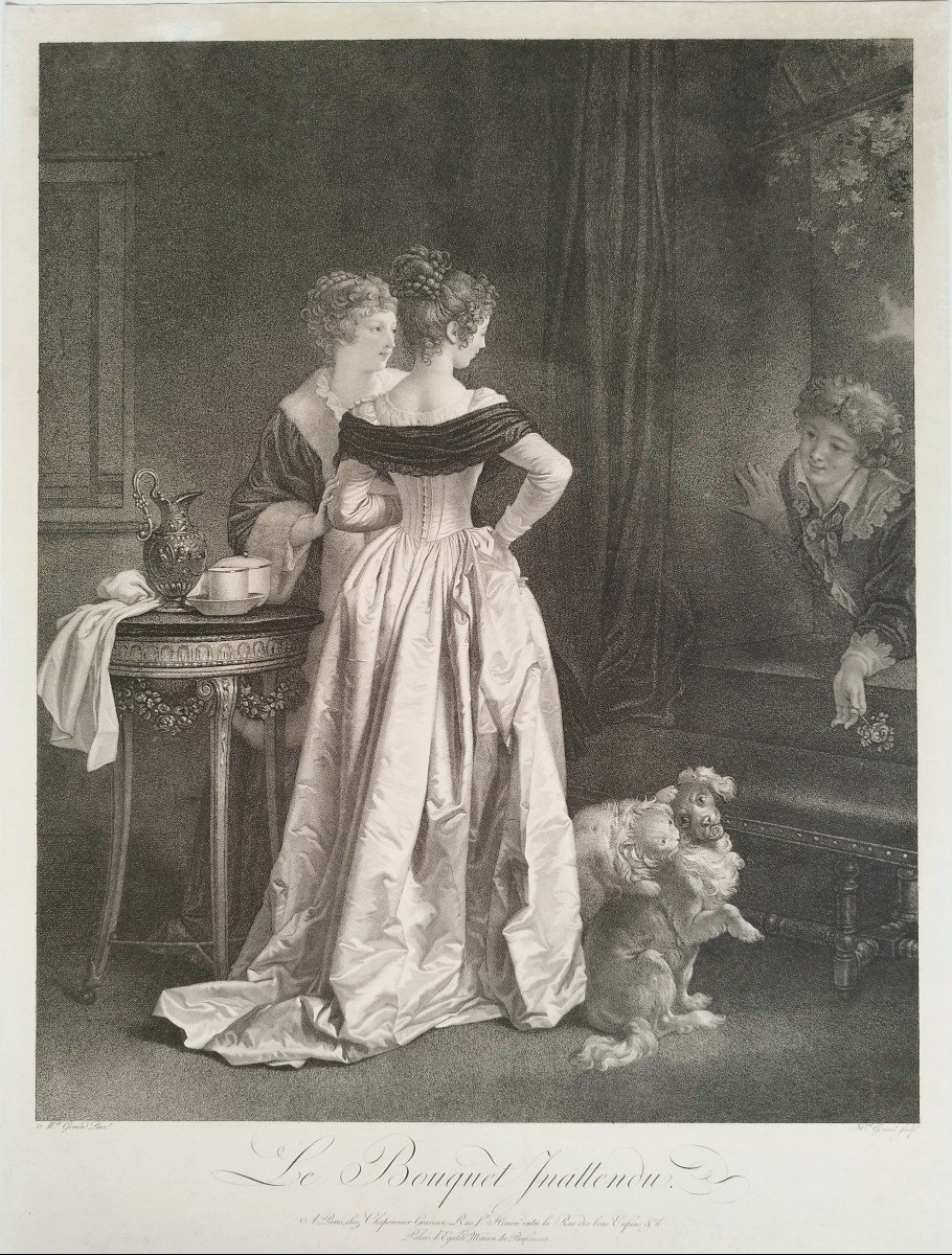 Gravure Le Bouquet Inattendu Gravé Par Henri Gérard d'Après Marguerite Gérard-photo-3