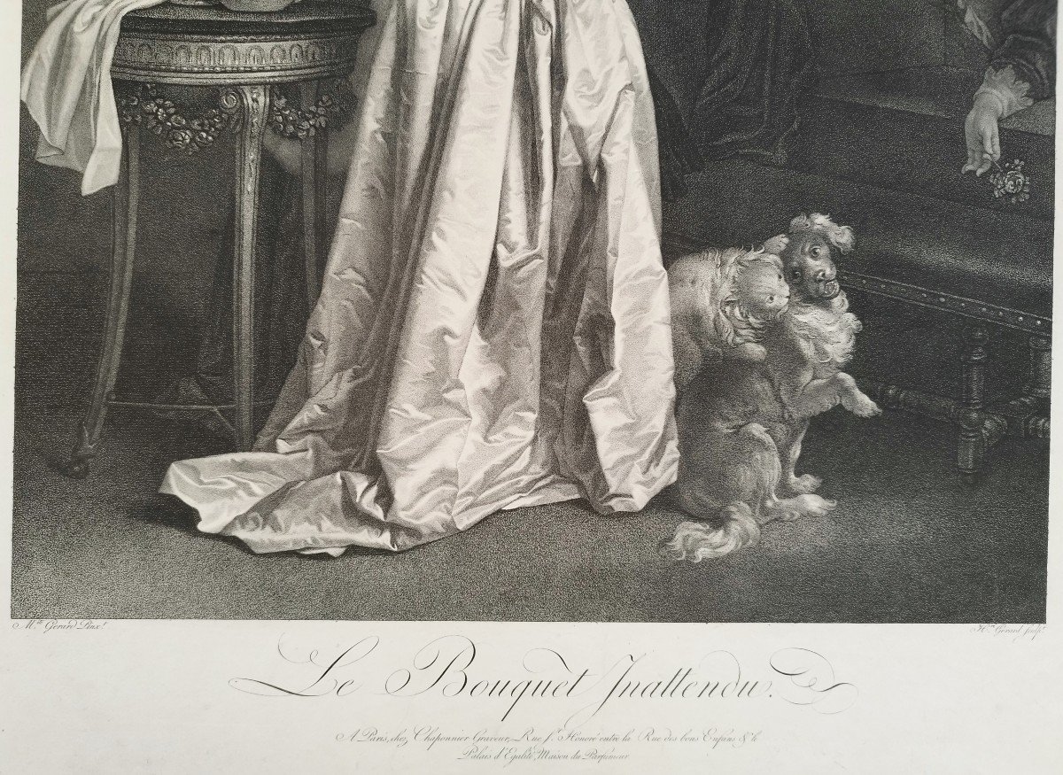 Gravure Le Bouquet Inattendu Gravé Par Henri Gérard d'Après Marguerite Gérard-photo-1