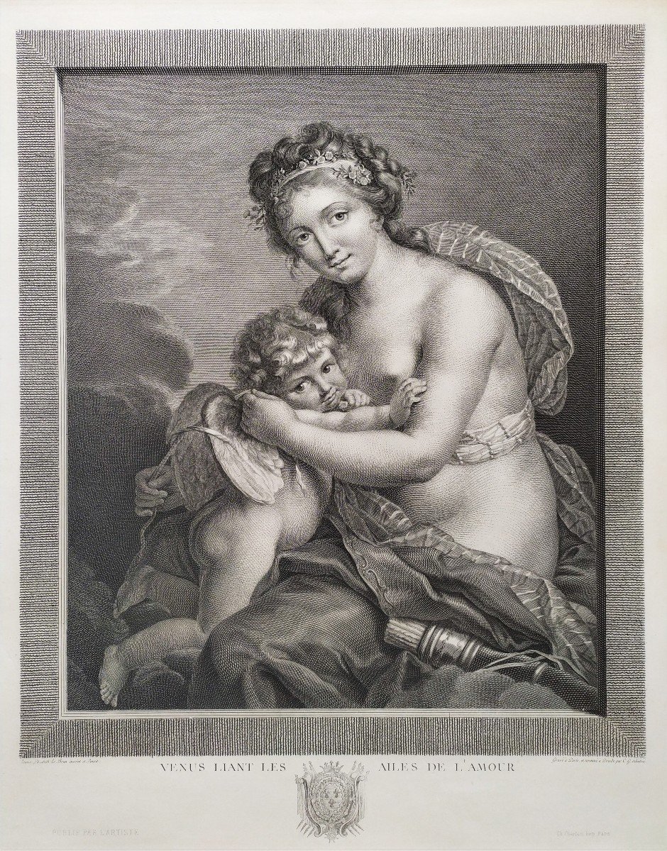 Venus Love Mythological Engraving After Elisabeth Vigée Le Brun  Etching 19th C Old Print-photo-3