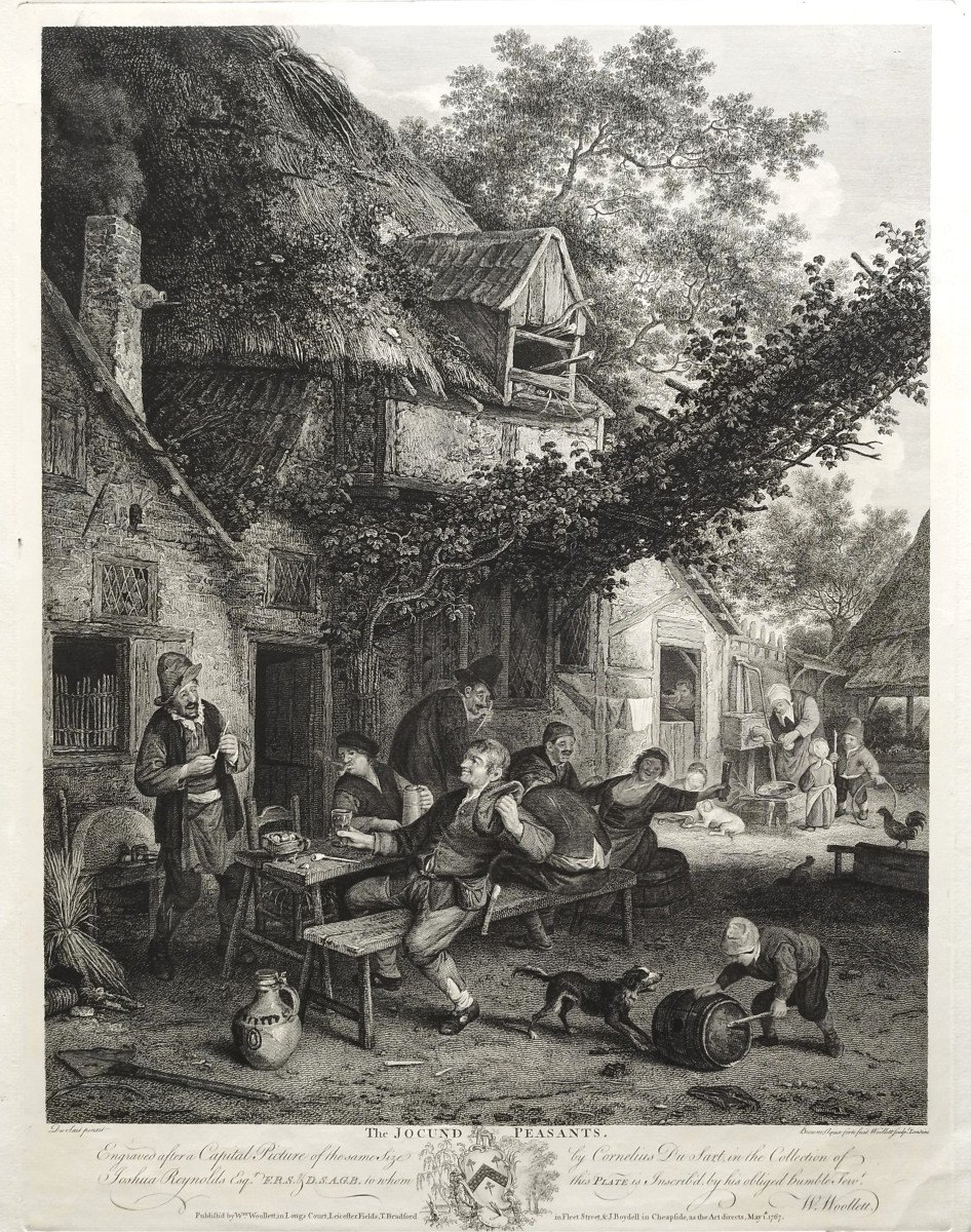 Etching  Genre Scene Engraving 18th Century Old Print-photo-3