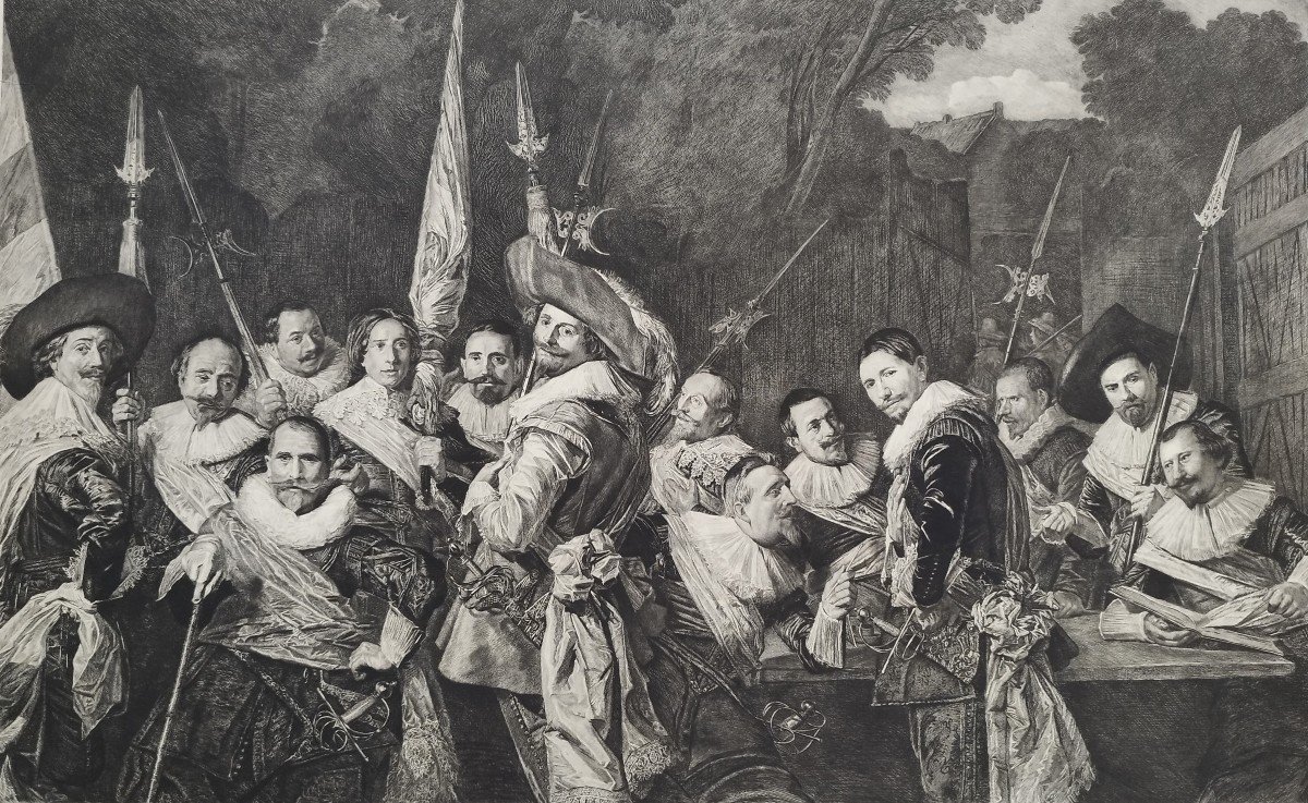 Gravure d'Après Peinture Flamande De Frans Hals Réunion Des Officiers-photo-4