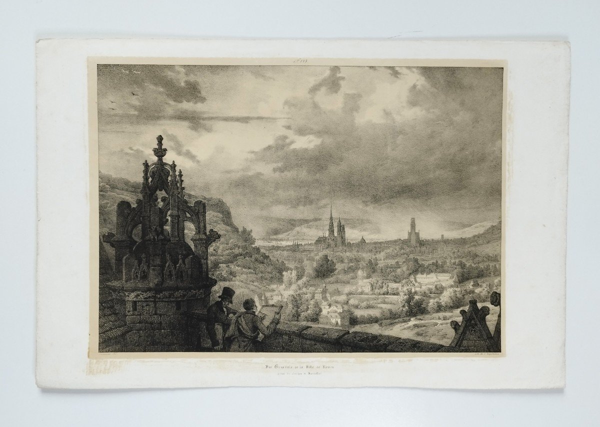 Engelmann Paysage De Rouen Lithographie 1823-photo-2