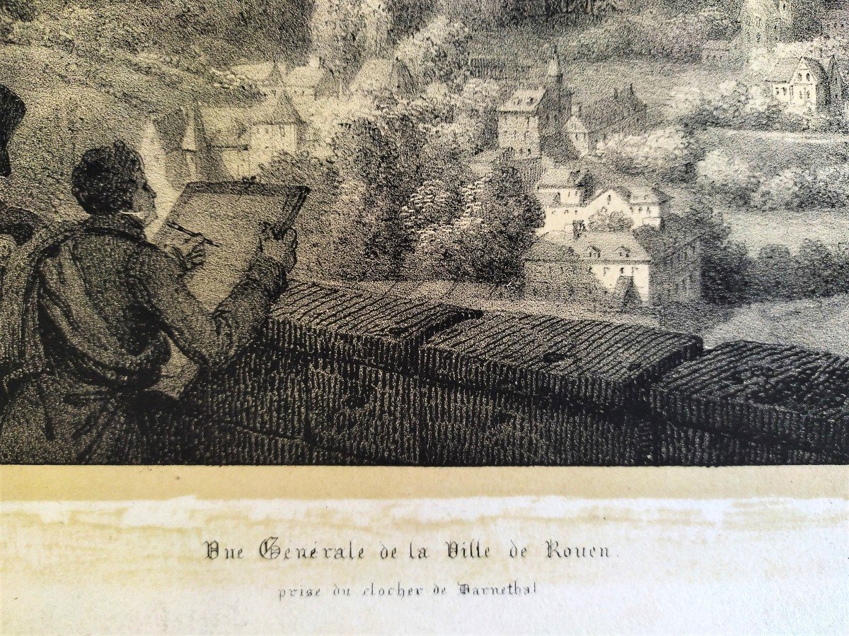 Engelmann Paysage De Rouen Lithographie 1823-photo-1