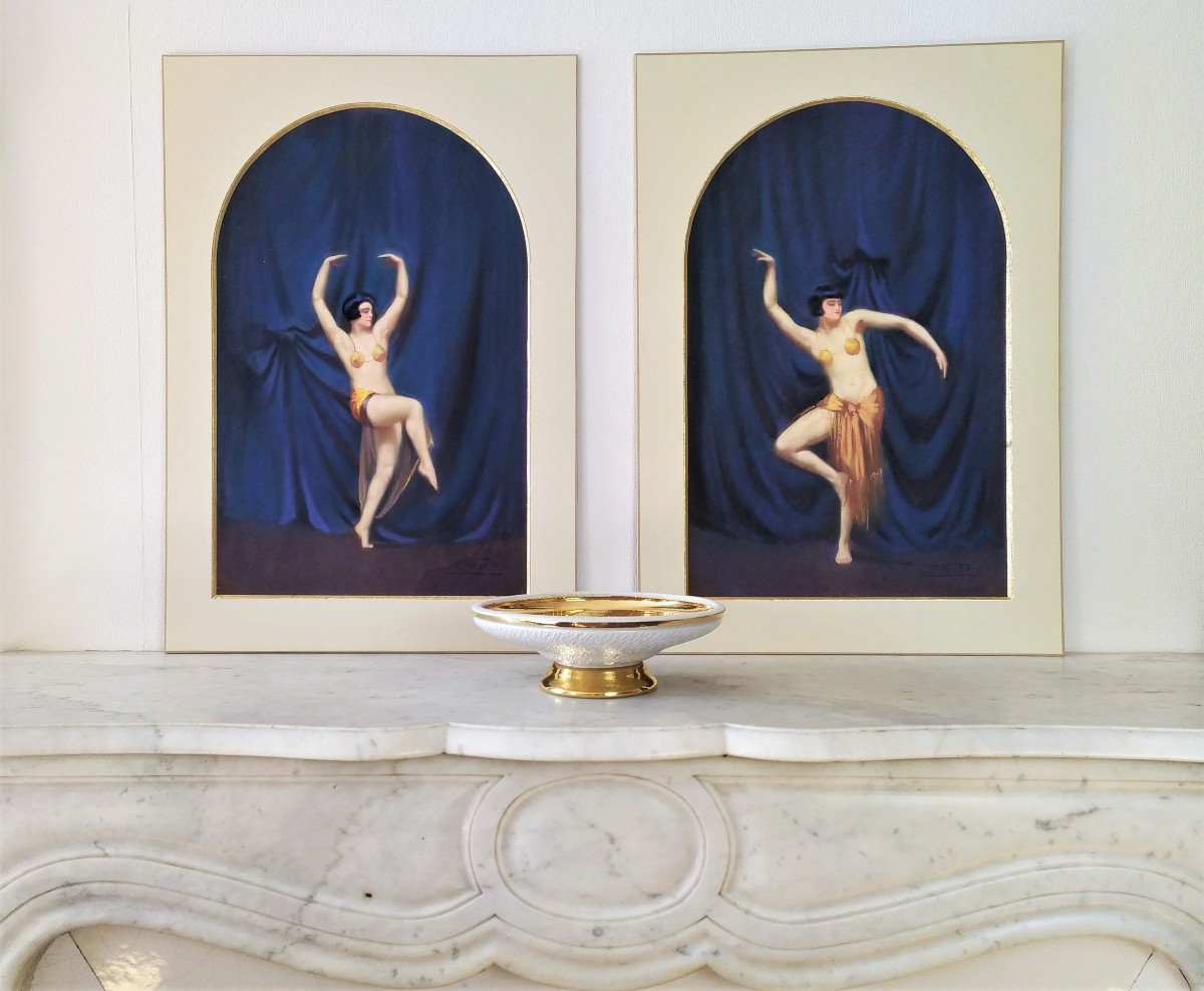 Danseuses Des Années Folles  Pastel Par Mutin Art Déco-photo-2