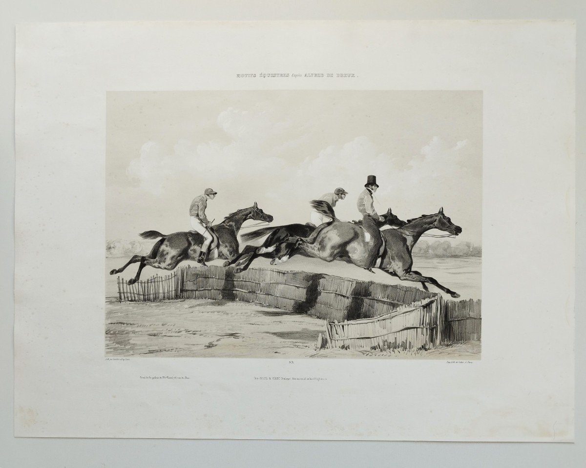 Horse Racing Horses After Alfred De Dreux Old Print-photo-2