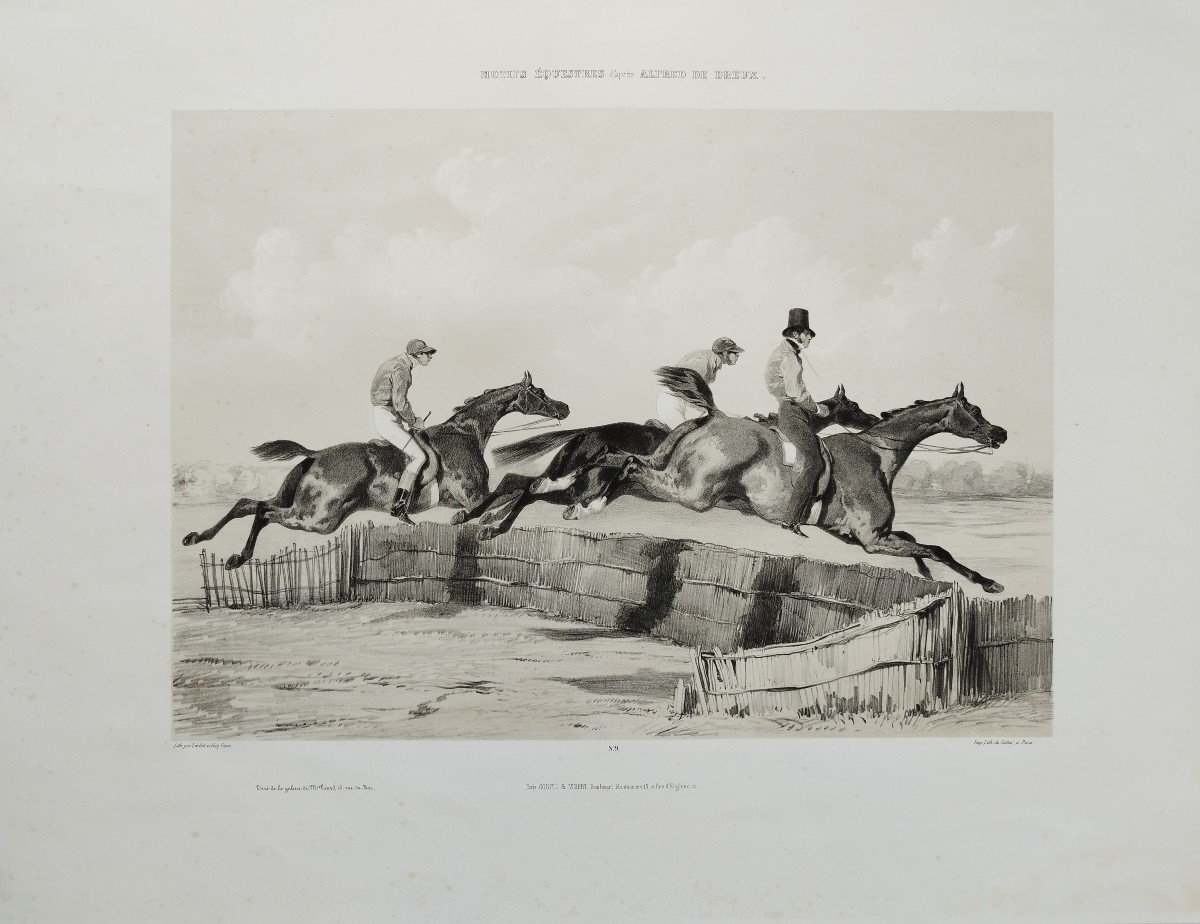 Horse Racing Horses After Alfred De Dreux Old Print-photo-3