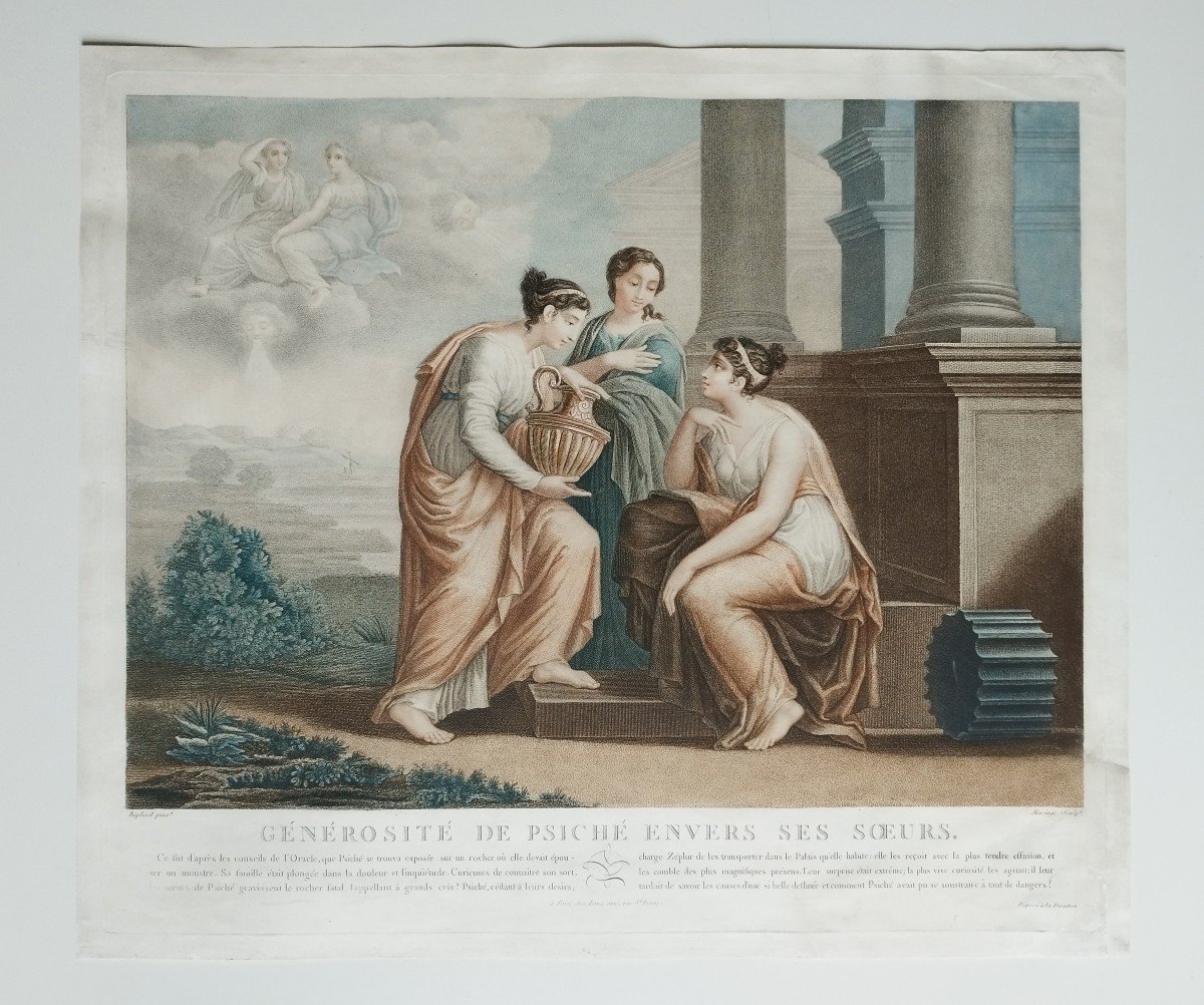 Allegorical Etching  Mythological Engraving Psiché By Louis François Mariage Empire Period Old Print-photo-2