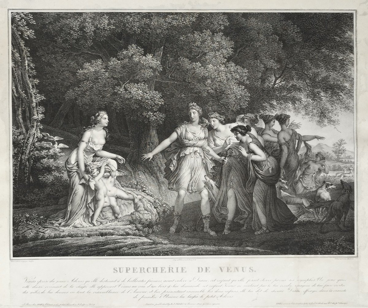 Greek Mythology Deception Of Venus Mythological Lithograph 19th C Old Print-photo-4