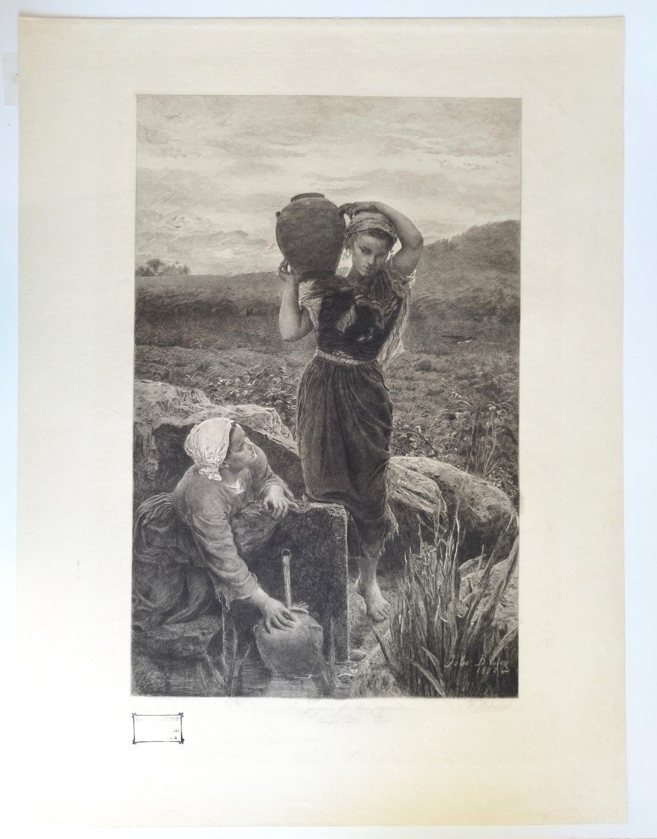 Etching  After Jules Breton Engraving 19th C  Old Print-photo-2