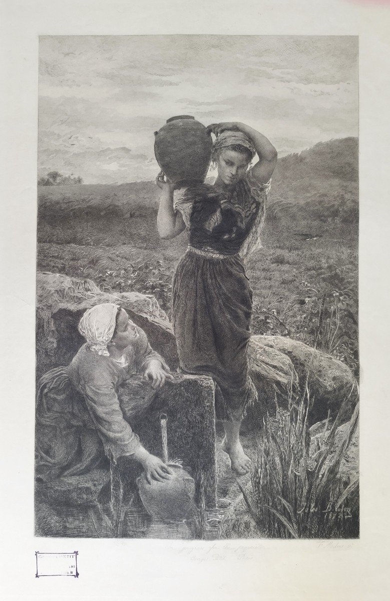 Etching  After Jules Breton Engraving 19th C  Old Print-photo-3