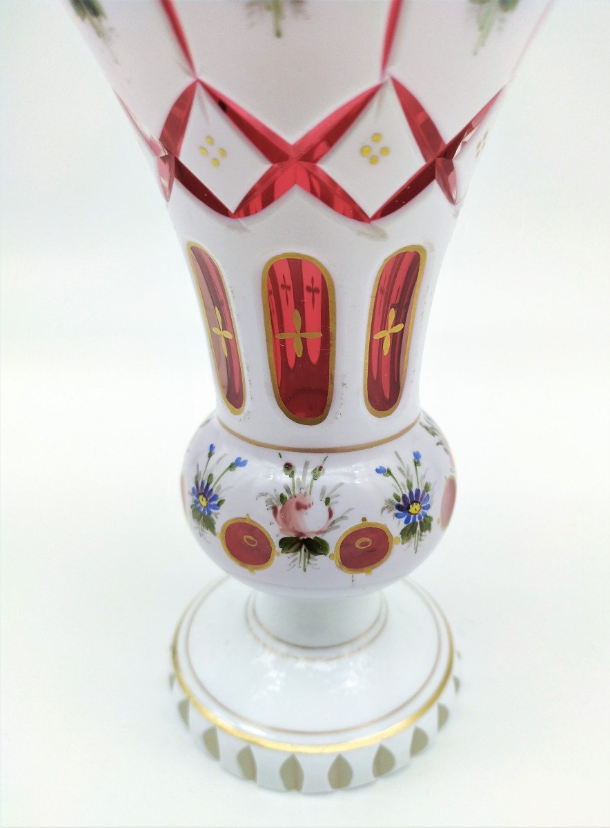 Bohemian Crystal Overlay Vase 19th Century -photo-3