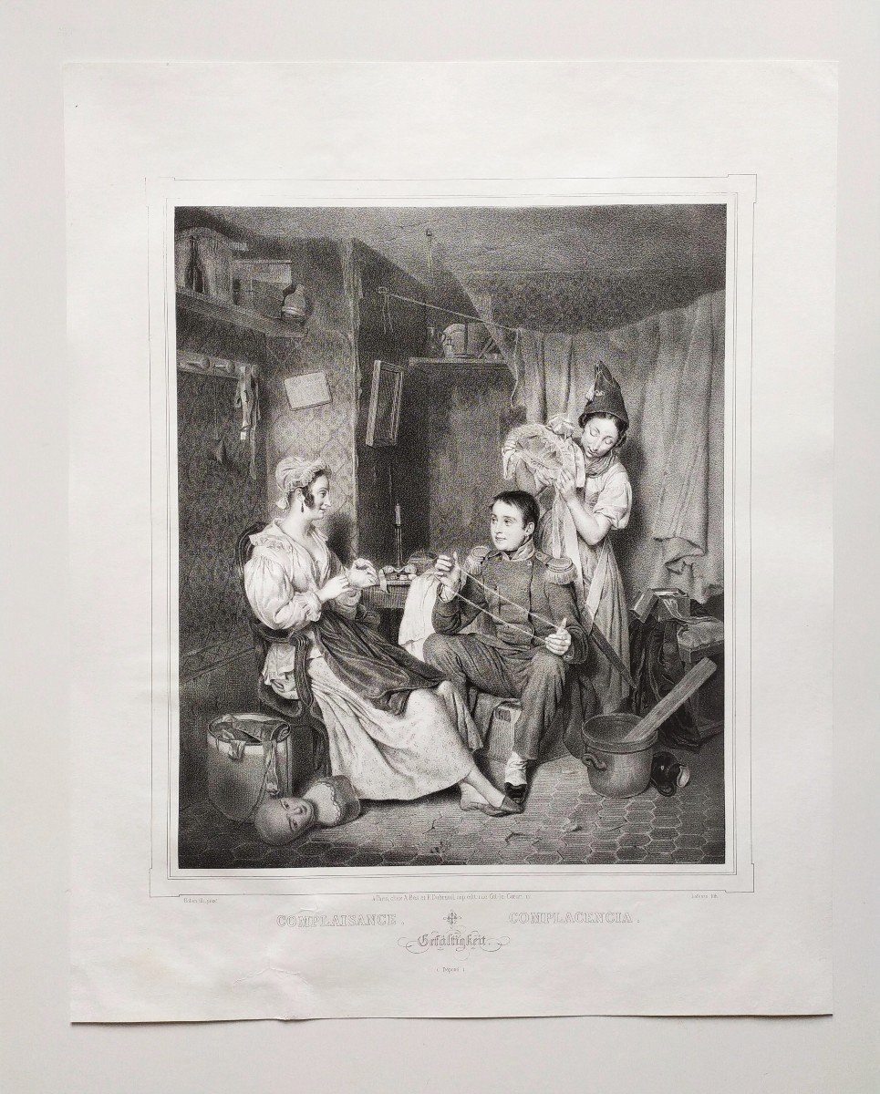 Scène De Genre Complaisance Lithographie Par Lafosse 9ème-photo-2