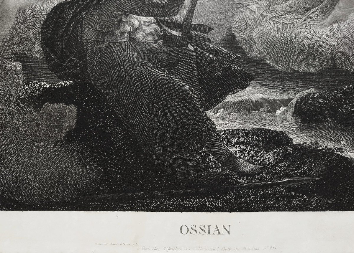 Etching Ossian Engraving After François Gérard 19th C Old Print-photo-1