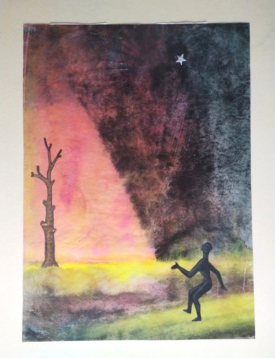 Jorge Soteras The Shepherd Star Watercolor 20th C-photo-2