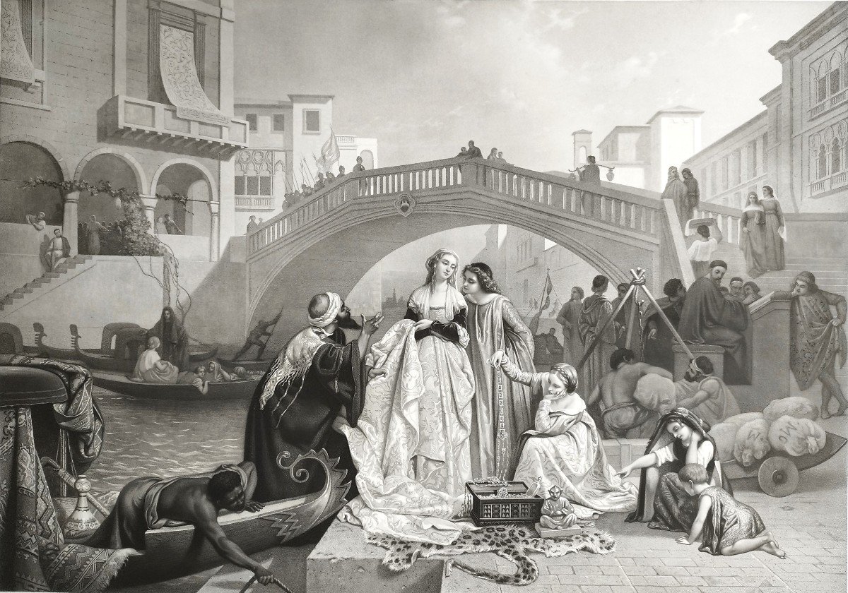 Venise Italie Grande Gravure D’après  Auguste Gendron 19ème-photo-1