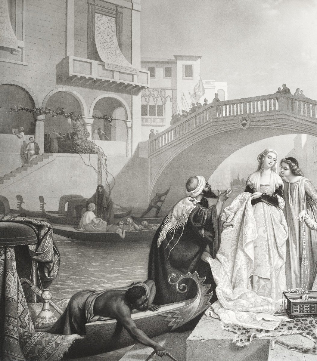 Venise Italie Grande Gravure D’après  Auguste Gendron 19ème-photo-2