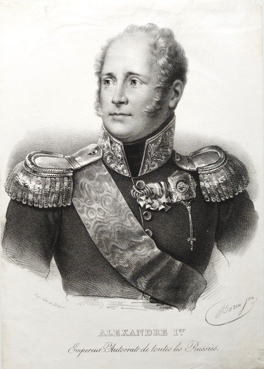 Emperor Of Russia Alexander I Lithograph Delpech 19th C Old Print