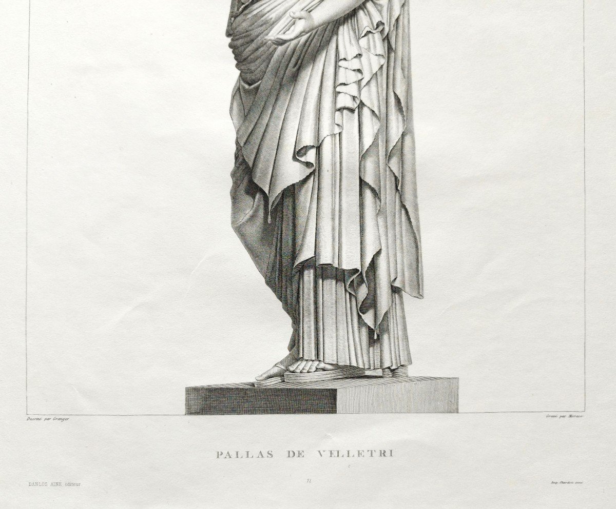 Gravure  Mythologique Athena Pallas De Vellitri Déesse Grecque 19ème-photo-2