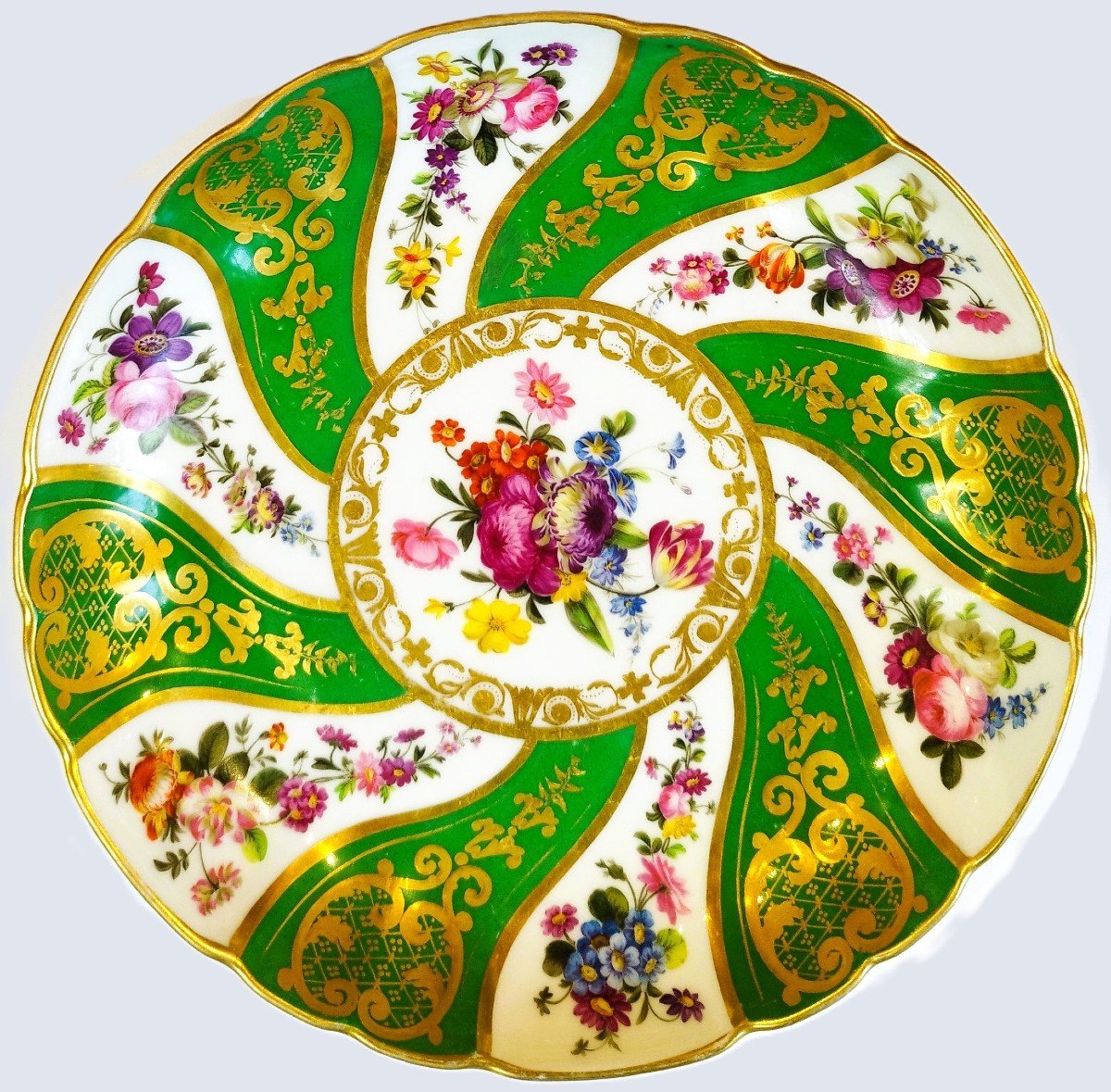 Hand Painted Paris Porcelain Plate Dish 19th C-photo-3