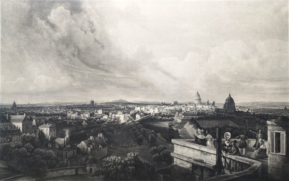 Paris Vue Prise De La Terrasse De l'Observatoire Gravure Par Himely 19ème-photo-3