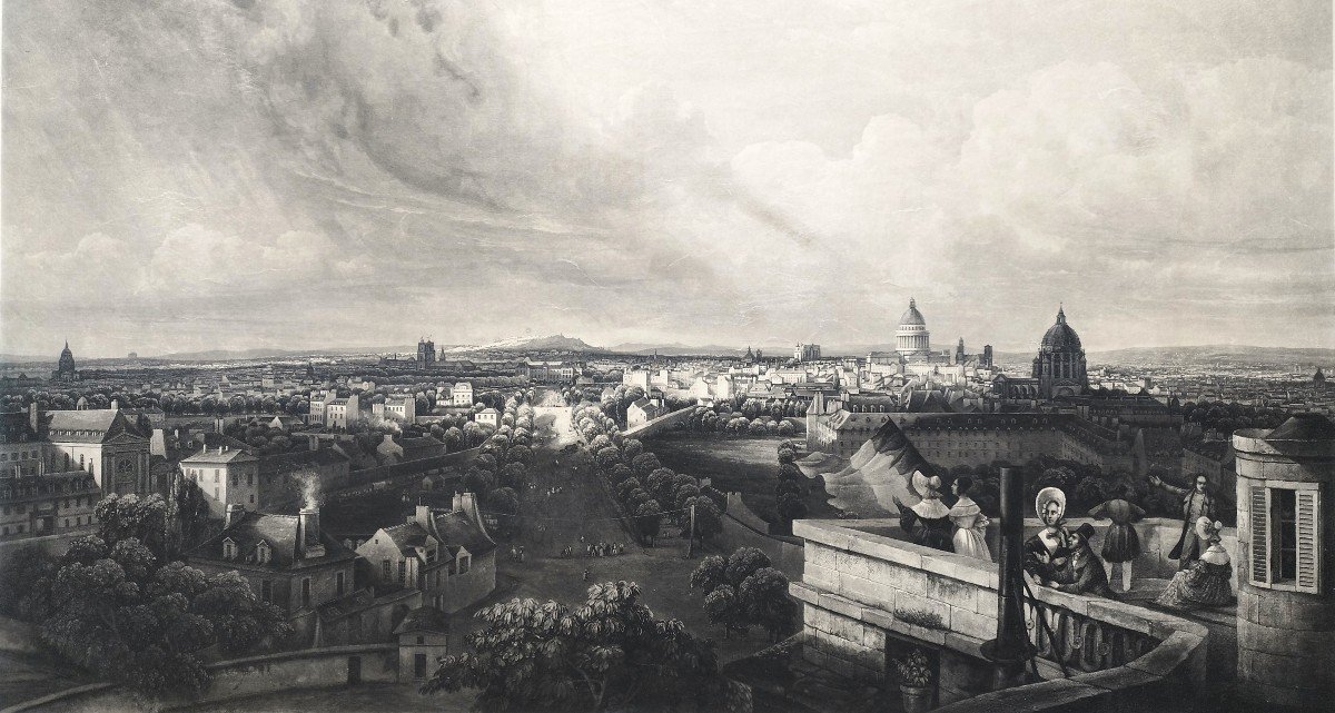 Paris Vue Prise De La Terrasse De l'Observatoire Gravure Par Himely 19ème-photo-4