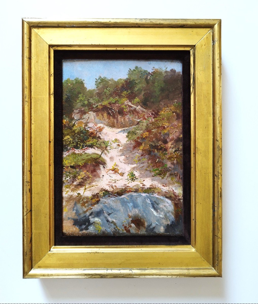 Oil Painting Mediterranean Landscape 19th C-photo-2