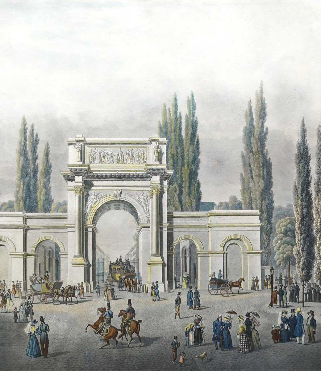 Bruxelles Vue De La Porte Guillaume Gravure 19e Par De Noter et Gibele-photo-3