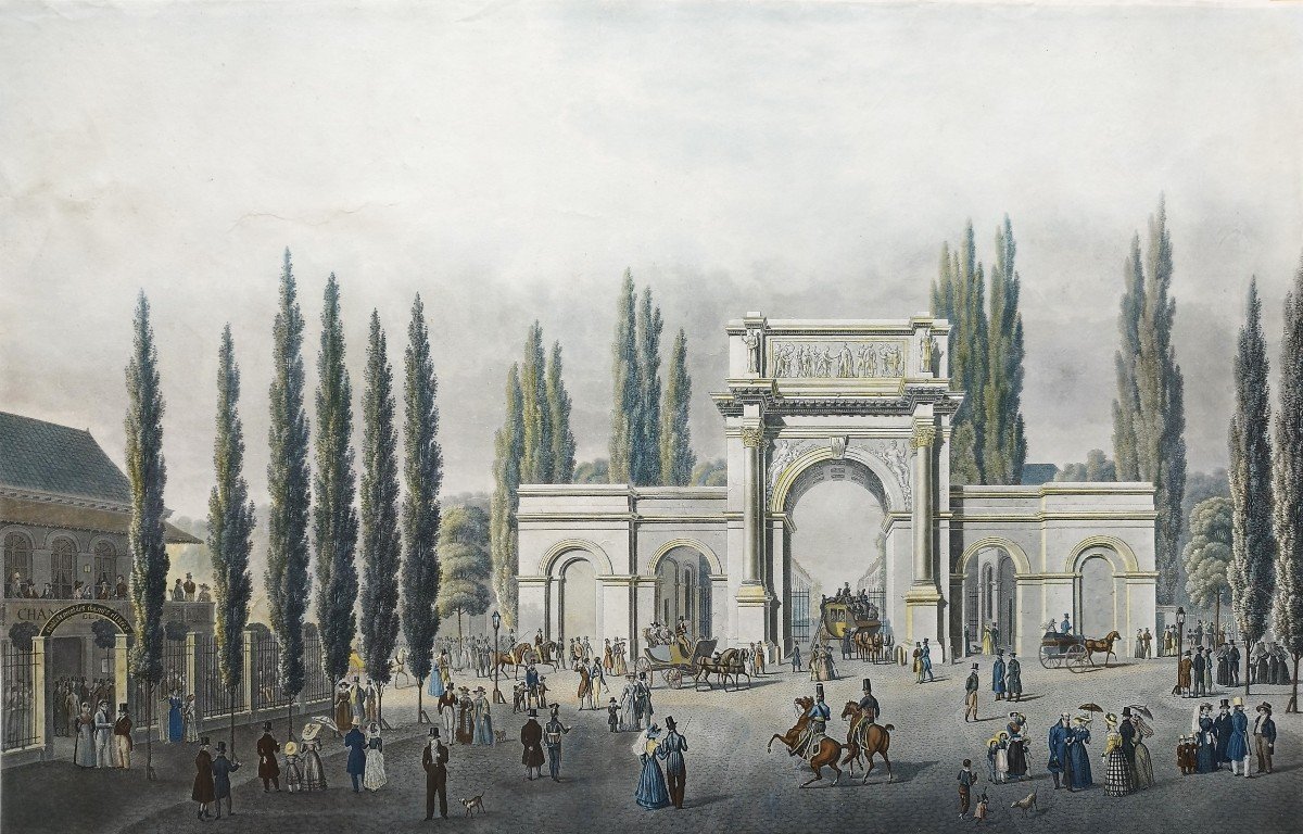 Bruxelles Vue De La Porte Guillaume Gravure 19e Par De Noter et Gibele