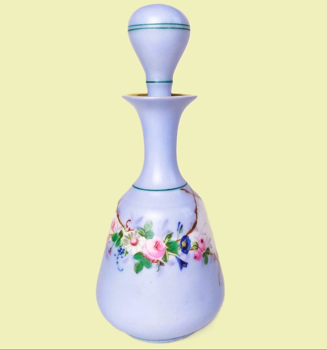 Flacon à Parfum En Porcelaine Decor Fleurs Peint à La Main 19ème-photo-2