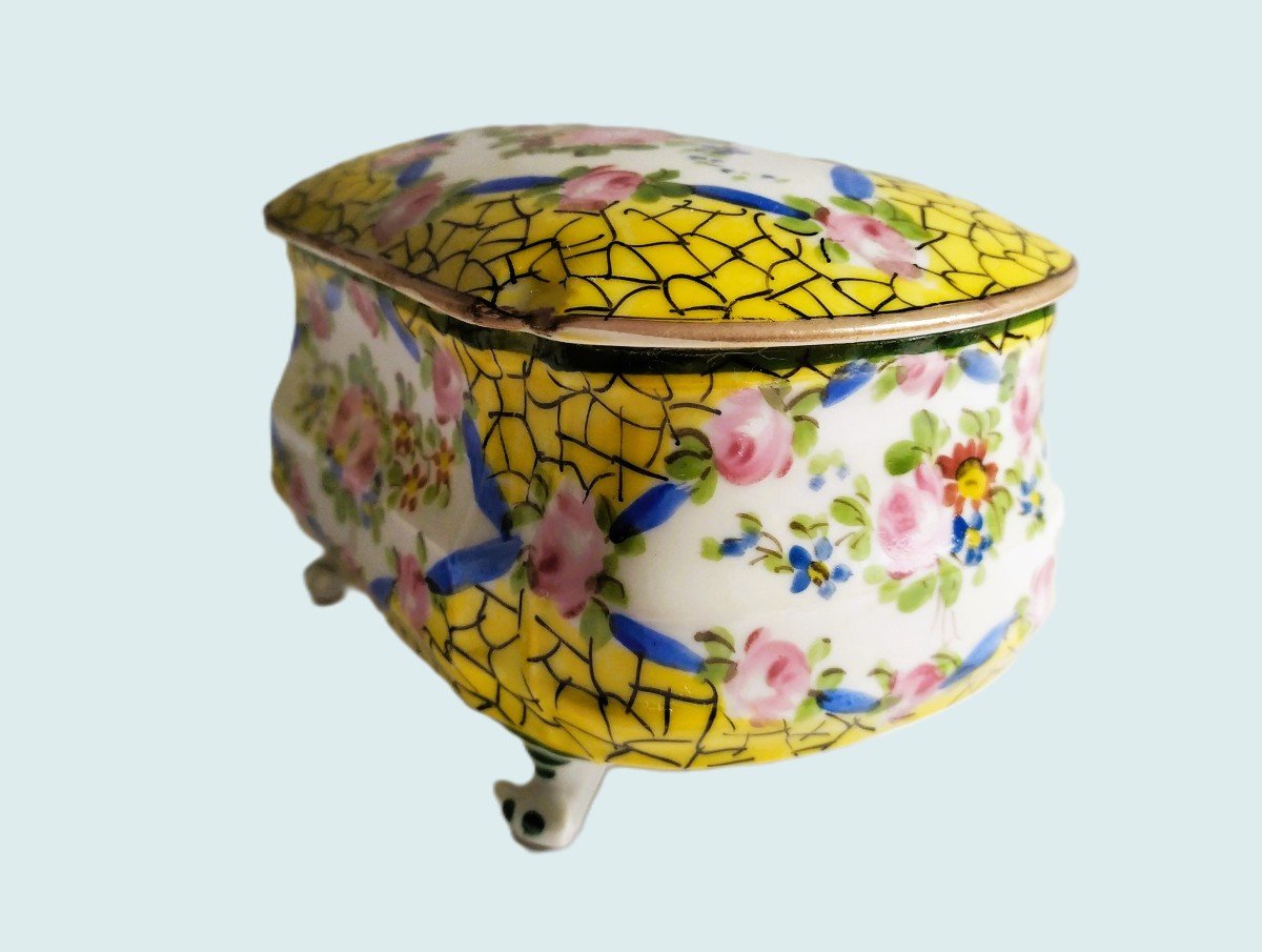 Antique Hand Painted Porcelain Candy Or Jewelry Box 19th C-photo-4