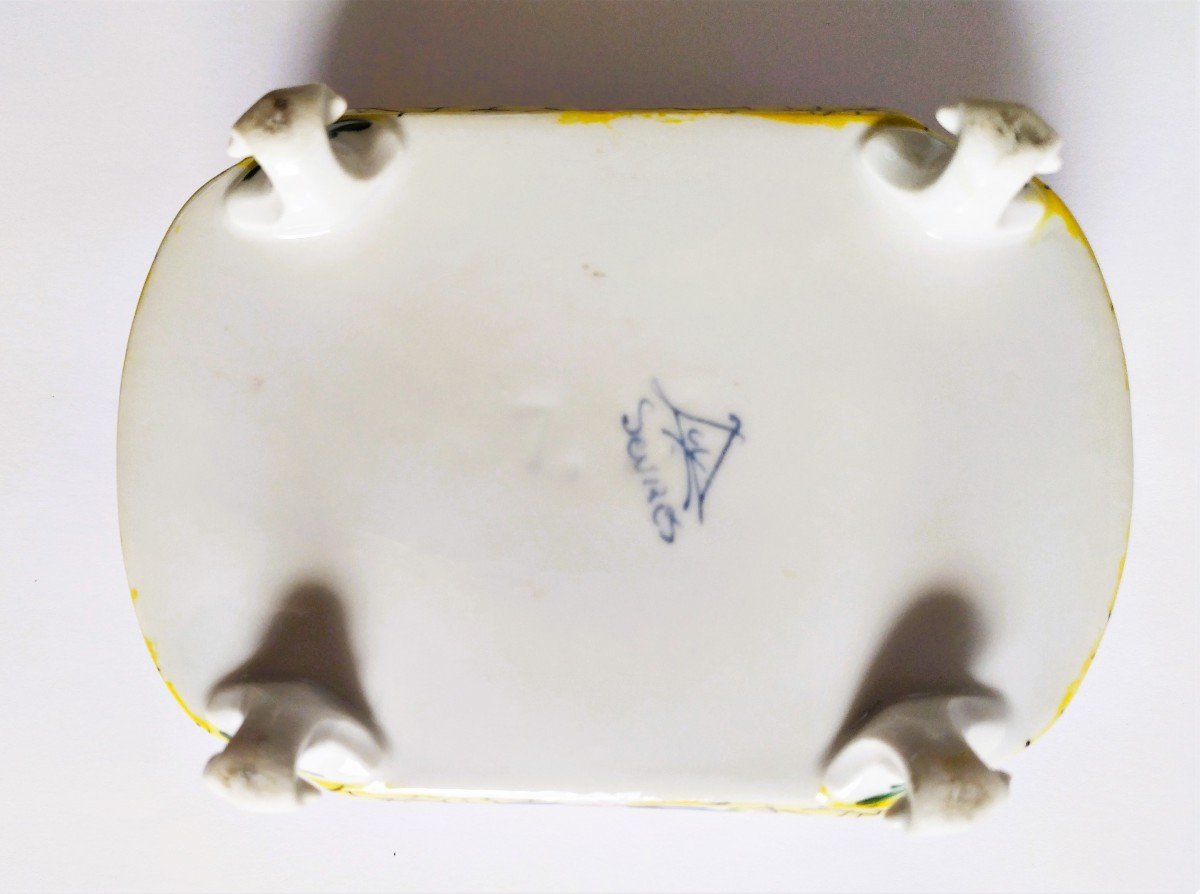 Antique Hand Painted Porcelain Candy Or Jewelry Box 19th C-photo-4