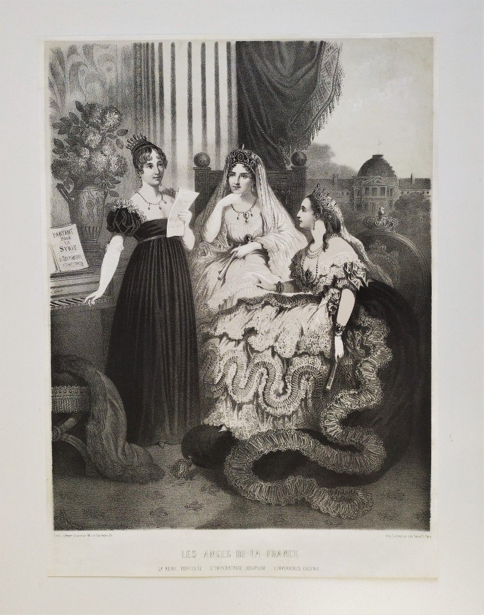 Empress Eugénie Joséphine Lithograph 19th C Old Print -photo-2